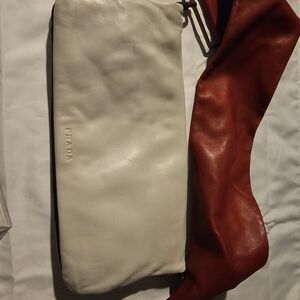 Prada Red and White Leather Clutch